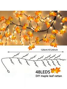 1pc 96 LED Maple Vine Fairy Lights, USB Powered, 8 Lighting Modes, Flexible Maple Leaf String Lights, Autumn Indoor Decoration, Suitable For Living Room And Bedroom, Halloween Party Atmosphere Light - Maple Leaf - View 13