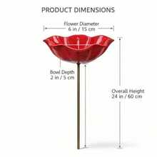 Flower Bird Feeder Metal Garden Stake Bird Bath Outdoor Yard Decor Wild Bird Feeding Station Weather-Resistant Easy Installation Red Flower Ornament - Multicolor - View 7