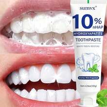 Pasta de dientes blanqueadora con 10% de hidroxiapatita, contiene nano-hidroxiapatita y aceite de menta natural, elimina eficazmente las manchas, refresca el aliento, tubo de tamaño de viaje (el uso diario duplica el efecto), cuida las encías - Menta - Ver 3