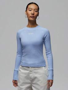 Jordan 女款 AS W J FLT LS 長袖針織無領 T-Shirt TIO9717-422 - 藍色 - 查看 1