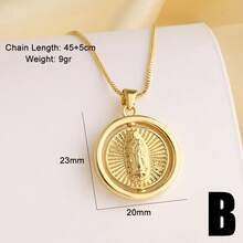 Vintage Spinner Virgin Mary Necklace For Women Copper Gold Plated San Benito Medal Necklaces Amulet Jewelry - Yellow Gold - View 8