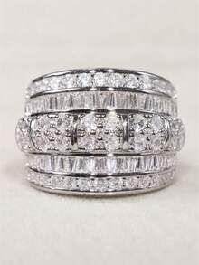 1pc Elegant Cubic Zirconia Ring, Women's Wedding Engagement Party Jewelry Valentine's Day Gift - 1# - View 13