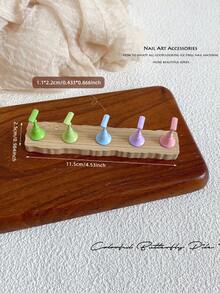 3D Long Rectangular Right-Angle Wavy Wood-Like Acrylic Resin Base With Aurora White Alloy Gold White K Nail Holder Practice Stand Set, Korean-Style Floral Laser DIY For Home, Outings, Women, Mom, Sister, Wife, Girlfriend, Wedding, Nail Salon, Beauty Parlor, Valentine's Day - Multicolor - View 25