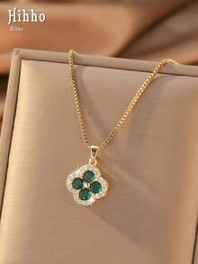 Hihho 1件歐美時尚優雅四葉草吊墜項鍊，獨特設計，適合女性日常配戴，情人節、感恩節禮物 - 四葉草 - 查看 12