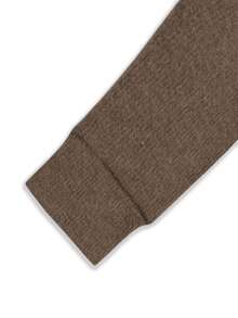 Plus-Size Women's American Retro Brown Crew Neck Pullover Faux Knit Sweater Fall - Brown - View 6