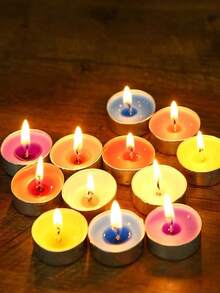 50-Pack Unscented Tea Light Candles | 4-Hour Burn Time, White, Smokeless & Dripless, Small Candles | Long-Lasting For Home, Weddings, Events, Emergencies | Bulk Pack Small Candles - Multi-colored Candles - View 5