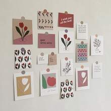 17pcs/1set Ins Style Artistic Literary Card Wall Stickers Postcards Oil Painting Room Wall Decor Scrapbook Material - Journaling Material Paper - View 2