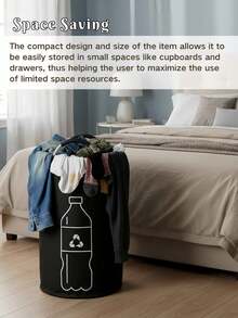 Extra Large Capacity Household Foldable Bin - Cylindrical Open-Top Design, Multi-Functional Plastic Bottle Storage Basket, SpaceBottle Storage, Modern And Aesthetic, Sturdy Construction, Suitable For Apartment Living - Multicolor - View 4