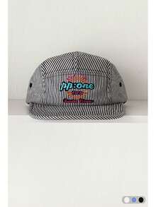 1pc Fresh Letter Patch Striped Flat Brim Peaked Cap, Spring Summer Streetwear Retro Hip Hop Baseball Hat, Big Head Friendly - Label Stripes - View 19
