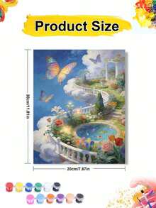 Pintura al óleo DIY por números de Paraíso del Jardín de Mariposas, cielo soñador, flores, estanque de carpas koi, manualidades de pintura, decoración del hogar para adultos, 8x12/16x20 pulgadas, regalos festivos, sin marco - Conjuntos - Ver 9