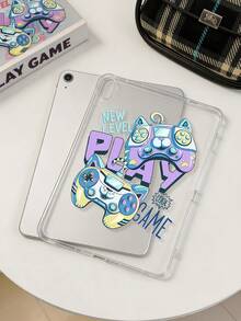 1件 TPU 軟殼貓咪遊戲機圖案平板保護殼，兼容 iPad Mini1/2/3/Mini4/Mini5/Mini6/Mini7/Air/Air2/9.7/10.2/10.5/Air4/Air5/10.9/Pro 11-Inch/10th Gen/Air 11-In.(M2)-2024/Pro11-In.(M4)-2024/Air 11-Inch (M3) 2025/Pad (A16) 11 Inch 11th Generation 2025/Air 8(M4)2026(11-Inch) 及 A7/A8 機型，輕量超薄透明單殼，可愛個性創意趣味款，無筆槽，不含筆 - 彩色 - 查看 6