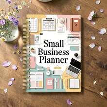1pc A5 Small Business Planner Notebook, Spiral Bound, Macaron Collage Office Supplies Doodle Print Diary, Black Coil Soft Cover, Income & Expense Tracking Record Book, Suitable For Small Shop Owners And Female Entrepreneurs - QY-12 - View 3