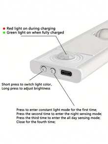 1pc Cat Eye Sensor Cabinet Light, 20/30/40/50cm USB Rechargeable Motion Sensor Light, LED Light Strip, Dimmable 3-Color Options, Suitable For Kitchen, Wardrobe, Cabinet, Bedroom, Hallway - Multicolor - View 10