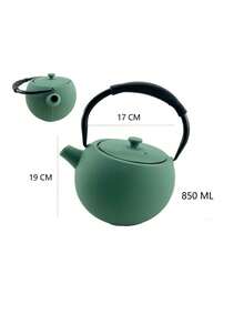 A Japanese-Style Cast Iron Teapot, Suitable For Brewing Tea Over A Fireplace, Perfect For Home Use As A Tea Set. It Features An Open Flame And A Handle, And Comes In Various Textured Designs. Sizes Range From 780-1200ml. - Fog Green Iron Kettle (850ml) - View 6