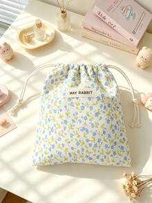 Cute Floral Drawstring Storage Bag Small Fabric Makeup Pouch Portable Jewelry Lipstick Coin Purse Kawaii Mini Travel Storage Sack For Women Daily Use - Multicolor - View 10