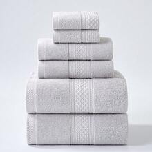 1件/2件/3件（約尺寸：面巾 13*13 英吋 + 手巾 13*29 英吋 + 浴巾 28*55 英吋）夏季輕量透氣純棉鑽石緞帶設計吸水面部洗漱家用柔軟親膚浴巾梳理棉浴室用品 - 灰色 - 查看 8