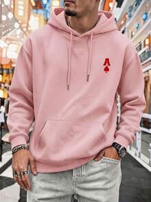 SU ER Men's Autumn/Winter Printed Loose Thermal Lined Hoodie | Leading Fashion - Pink - View 6