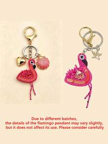 Flamingo Shell Pendant Keychain, Pearl And Heart Design, Ocean Style Zinc Alloy Key Ring, Suitable For Men And Women, Perfect For Valentine's Day, Mother's Day, Father's Day, Independence Day, Beach Lovers, Cute And Durable, Suitable For Bags, Car Accessories, Gift For Friends And Family, Rhinestone Ocean Animal Pendant - Multicolor - View 10