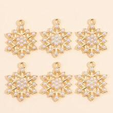10Pcs Snowflake Series Pearl & Rhinestone Alloy Snowflake Pendants, Suitable For DIY Jewelry Making, Necklace Bracelet Earring Accessories, Christmas Holiday Decoration Gifts - Multicolor - View 28