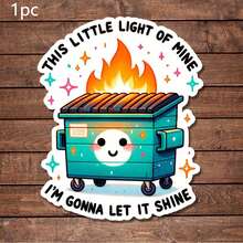 5入 This Little Light Of Mine I Am Gonna Let It Shine 貼紙，可愛垃圾桶貼紙，幽默火燒垃圾桶貼紙，3英吋，防水，心理健康金句貼紙，書迷禮物，藝術繪畫花瓶裝飾，完美辦公隔間裝飾，職場送禮 - 彩色 - 查看 12