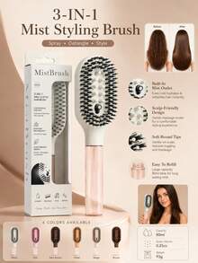 3-In-1 Mist Spray Hair Brush, Refillable Water Detangling Styling Brush & Spray Comb With Fine Mist Bottle, Scalp-Friendly Round Tips For Wet Dry Hair, Smooth Frizz Control Daily Hair Care Tool, 6 Colors - Multicolor - View 1