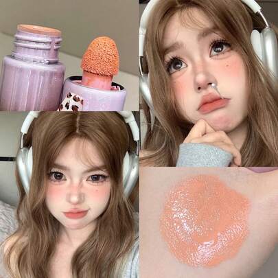 PINKYFOCUS Blush liquide mat effet brume douce, léger, respirant, imperméable, lisse et adhésif, teinte joues style Vital Girl coréen, portable, adapté aux débutantes, maquillage budget pour le quotidien et les fêtes