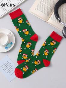 1/3/6 par herrstrumpor med kreativt citronmönster, moderiktiga, bekväma och andningsbara, långa strumpor till mitten av vaden, roliga crazy happy socks, present - Multifärgad - Visa 10