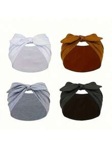 1pc/Set Women's Wide Rabbit Ear Headband, Soft Elastic Knotted Bow Headband, Solid Color Headband, Versatile Fashion Women's Hair Accessory - Multicolor - View 7