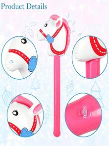 1pc 37 Inch Inflatable Stick, Inflatable Cowboy Horse Head Stick, Pony Stick Balloon, Suitable For Party, Birthday Theme Party, Home Decor, Family Gathering Photo Props - Multicolor - View 10