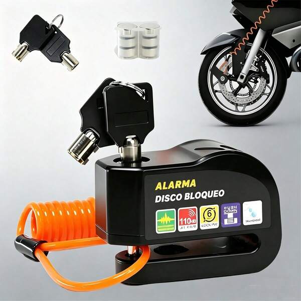 Candado Disco Moto Alarma Impermeable Bicicleta Antirrobo 130db Vrecase Con 2 Llaves Cuerda Negro Para Bicicleta candado para moto Sonido Estratégico que Disuade a los Ladrones al Instante