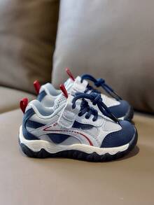 1 Pair Colorblock Toddler Shoes, Unisex Kids Hook & Loop Non-Slip Casual Sports Sneakers - Blue - View 5