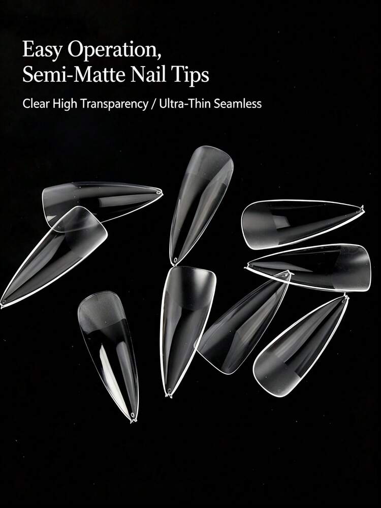 120 móng giả acrylic mềm dài vừa, móng giả đeo được phủ toàn bộ đã đánh bóng sẵn kèm hộp đựng, dụng cụ nối móng chuyên nghiệp, phụ kiện làm móng - Trong sáng - Xem 7