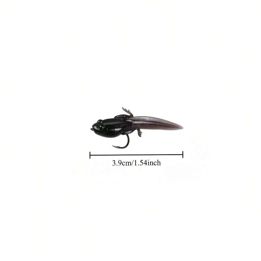 10/20pcs Boxed Bionic Tadpole Lures, Floating Soft Bait With Reinforced Single Hook Design, Highly Realistic And Durable, With Barbed Hook, Suitable For Stream Freshwater And Saltwater Fly Fishing, Ideal For Carp, Catfish, Bass - Black - View 1