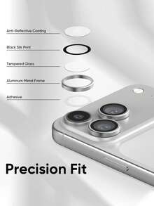 3pcs - Silver 17 Pro Max/ 17 Pro Camera Lens Protector - Durable Tempered Glass With Aluminum Ring, Ultra Clear, Easy Installation, Phone Accessories, Compatible With Phone Cases - Silver - View 5