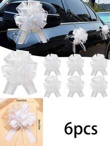 12/4pcs Wedding Car Decorative Bows: Bohemian-Style Satin Bows-Cute Pink And White Designs, Perfect For Weddings, Birthdays, And Valentine's Day; Ideal For Decorating Bridal Gifts, Candleholders, Wine Glasses, And Gift Wrapping; Bow Decorations - Multiple Styles - View 15