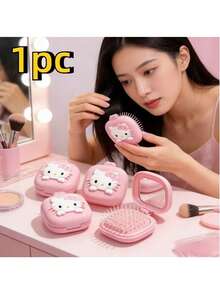 [Authorized] SANRIO Mini Foldable Portable Comb With Mirror - Lightweight Travel Comb And Makeup Mirror Integrated Scalp Massage Brush, Essential Gift For Outdoor Camping (Self-Assembly Required) - A - View 6