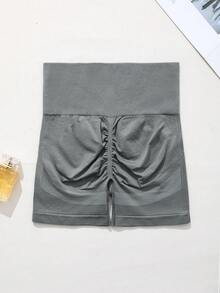 女款性感四向彈力提臀緊身褲 健身瑜珈褲 高腰收腹 跑步安全短褲 透氣四角褲 - 灰色 - 查看 10