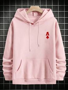SU ER Men's Autumn/Winter Printed Loose Thermal Lined Hoodie | Leading Fashion - Pink - View 8