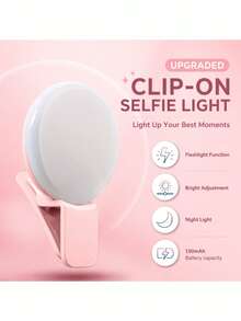 Mini Ring Light, Upgraded Small Clip-On Ring Light, Portable LED Phone Light, Adjustable Brightness - Multicolor - View 4