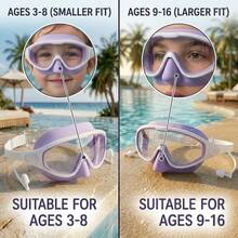 Kids Large Frame Mask-Style Swimming Goggles, Panoramic HD Lenses, 2 Sizes Available, Waterproof & Anti-Fog, Back To School, First Day Of School - Multicolor - View 2