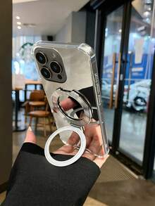 1pc Mirror Stand Phone Case - Silver - View 3