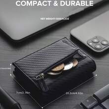 Men's Wallet With Zipper Coin Purse Automatic Pop-Up Metal Credit Card Holder - one-size - View 6