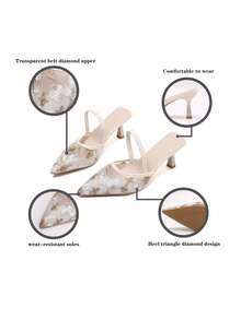 French Niche Style Closed-Toe Sandals 2026 New Mesh Pointed-Toe Stiletto High Heels For Outdoor Wear - Beige - View 7