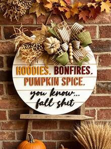 3D Autumn Front Door Decor, Fun Autumn Door Hanging Ornament, Fun Autumn Porch Wreath, 2D Letter, Autumn Home Decor, Outdoor Wooden Sign, Autumn Gift Outdoor Sign, Autumn Front Door Decor - Multicolor - View 11