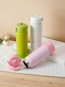 1pc Personalized Customization Name & Pattern Stainless Steel Children Water Bottle Leak Proof Kids Cups With Straw Drinking Cup For School Boy Girl - Customize the Bottom Of the Cup With a Design and Your Name. - View 5