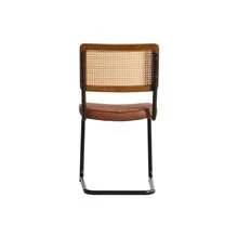 Retro-Style Rattan Dining Chairs Set (2 Pieces) / Rattan Backrest Dining Chair / PU Seat Cushion / With Black Metal Frame / Suitable For Kitchen, Living Room And Bedroom - Brown - View 8