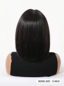 Topshe Peruca Bob Curta Preta Natural 13x6 Lace Front Cabelo Liso HD Lace Front Peruca Bob Cabelo Liso Brasileiro para Mulheres Peruca Lace Front Transparente Sem Cola com Baby Hair Repartição Aleatória, Halloween - Multicolorido - Visão 7