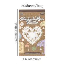 20 Blatt/Packung Stickerbuch handgefertigte Stoffserie PET Spitzen-Thema Aufkleber, Sammelalbum-Zubehör Notizbuch-Accessoires, zum Dekorieren von Karten, Fotorahmen, Computern, Handyhüllen, Wasserflaschen, Junk Journals, Schreibwarenboxen, Gepäck, Schreibtisch-Dekorationsaufkleber - Aufkleber - Übersicht 3