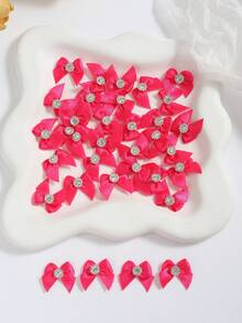 50pcs 2.5cm Mini Satin Ribbon Bows With Rhinestones, Multicolor Small Decorative Bows For DIY Hair Accessories, Doll Dressing, Gift Wrapping - View 31
