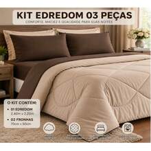 BEDDING SET TENDERNESS KIT DOUBLE SIDED QUEEN DOUBLE DUVETER WITH 03 PIECES PROMOTION! - (STRAW / ROSE) - KHAKI WITH BROWN - View 1